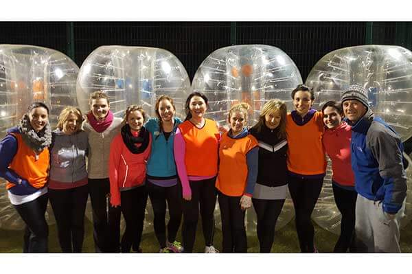 Staff from Oranmore Secondary School enjoying Bubble Football at Astrobay Galway