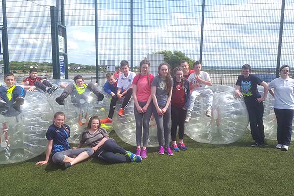 Cornomona 2nd Year Students enjoying Bubble Football at Astrobay Galway.