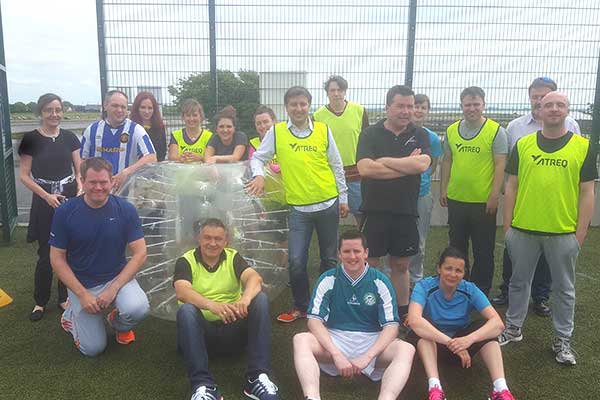 Super group from SAP in Parkmore Ind Estate enjoying a Bubble bonding session!