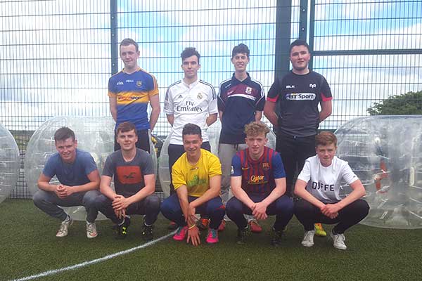 Group of players after Bubble Football session at Astrobay Galway